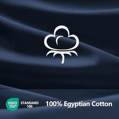 Zaizaihome 600 Thread Count Fitted Sheet King Size, 100% Egyptian Cotton, 3-Piece Set (1 Fitted Sheet, 2 Pillowcases), Sateen Weave, Ultra Soft Breathable,16" Deep Pocket Bed Sheet, Navy Blue - Image 3