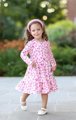 Disney Minnie Mouse Dress Toddler Girl Character Print A-Line Long Sleeve Winter Fall Clothes Kids Outfit Gift Party Costume Light Pink 4-5T - Image 3