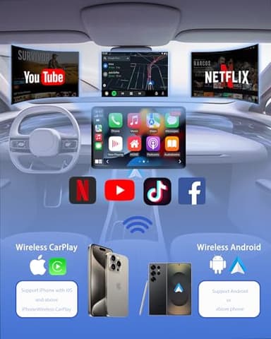 Wireless Carplay Adapter 2025 Ai Box for iPhone & Android Auto with Netflix YouTube Supports TF card Dongle Plug and Play Easy Setup Carplay Video entertainment box for iOS 10+ and cars after 2015 Car - Image 6