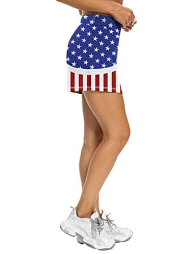 LouKeith Tennis Skirts for Women Golf Athletic Activewear Skorts Mini Summer Workout Running Shorts with Pockets USA Flag M - Image 4