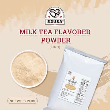 52USA Milk Tea Flavored Powder (3-in-1) 1kg – Instant Pre-Mixed Beverage Powder with Cream, Sugar & Milk Tea Flavor for Hot or Cold Drinks & Frappes - Image 3