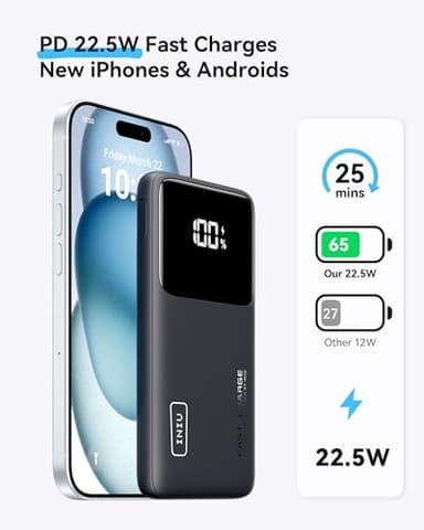 INIU Portable Charger, Slimmest Fast Charging 10000mAh USB C in/Out Power Bank, 22.5W PD3.0 QC4+ Battery Pack, Portable Phone Charger for iPhone 16 15 14 13 12 Pro Samsung S22 S21 Google AirPods iPad - Image 2