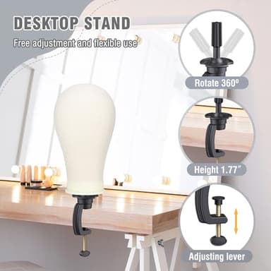 Relx Reinforced Wig Stand with Mannequin Head - Adjustable Wig Head Stand with Head for Wigs - Manikin Head Set for Cosmetology, black - Image 8