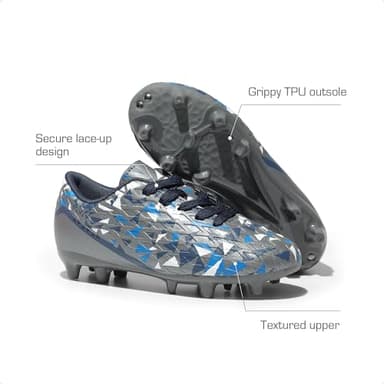 DREAM PAIRS Boys Girls Soccer Cleats Youth Firm Groud Athletic Outdoor Trainning Football Shoes with Soccer Socks,Size 9.5 Toddler,Dark/Grey/Royal/Blue,HZ19003K-ACC - Image 4