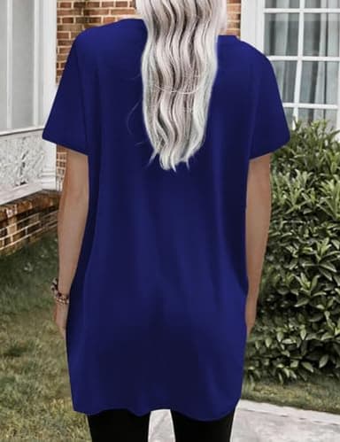 Poetsky Teacher Tshirt Women Oversized Crewneck Long Shirt Teacher Life Pullover Short Sleeve Tops Royal Blue XXL - Image 2