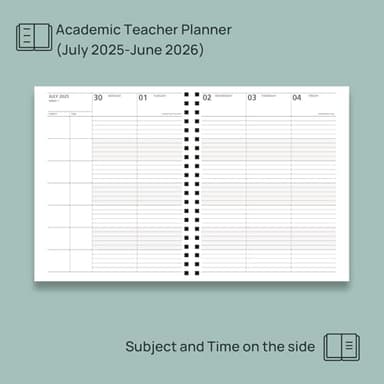 POPRUN Teacher Planner 2025-2026, (Letter Size - 8.5'' x 11'') Academic Lesson Planner (July 2025 - June 2026), with Monthly Tabs, Thick Papers, 2-Sided Pocket, Leather for Teachers, Black - Image 3