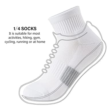 Gonii Ankle Socks Womens Athletic Thick Cushioned Running Hiking Crew Socks 5-Pairs (White) - Image 6