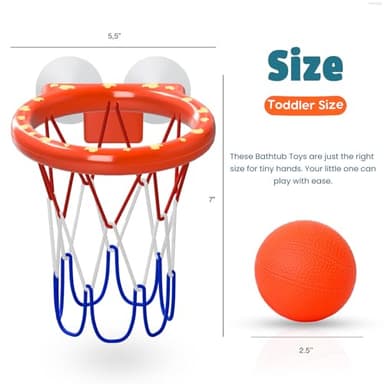 Bath Toys – Bathtub Basketball Hoop for Toddlers, Kids, Boys and Girls | 4 No-Hole Balls & Strong Suction Cups | Fun Basketball Bath Toy for Toddlers - Image 2