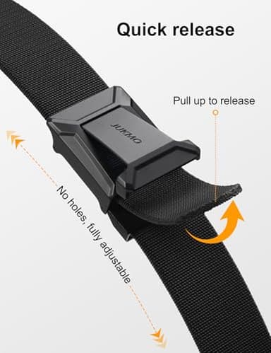 JUKMO Stretch Tactical Belt for Men, Military Work Rigger Hiking 1.5" Elastic Nylon Web Ratchet Quick Release Belt in Gift Box (Black, Medium) - Image 2