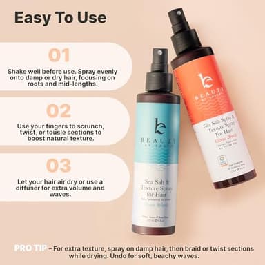 Sea Salt Spray for Textured Beach Waves & Volume - USA Made with Organic Ingredients, Texturing and Volumizing Spray for Fine Hair for Men & Women - Image 7