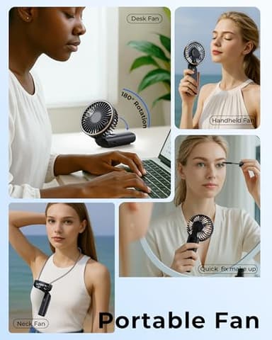 TUNISE Portable Handheld Fan, 4000mAh, 180 Adjustable, 6 Speed Wind, Display Electricity in Real Time, USB Rechargeable Foldable Personal Fan - Image 7