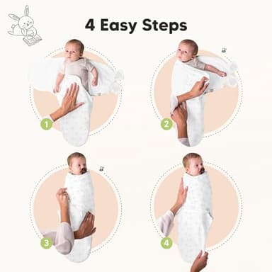 3-Pack Organic Baby Swaddle Sleep Sacks - Swaddles for Newborns, Infant 0-3 Months, Baby Girls, Boys, Soft & Snug Newborn Sleep Sack, Nursery Swaddling Blankets (Bunnies) - Image 3