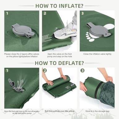 Wevelel Memory Sleeping Pad, 3.1" Ultra-Thick Foam Sleeping Mats for Camping, Easy Inflate&Deflate,9.5 R-Value Insulated Camping Mattress Pad with Pillow, for Car Travel Tent - Image 6