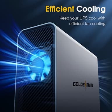 GOLDENMATE 1000VA/800W Lithium UPS Battery Backup and Surge Protector, Sinewave UPS System with LiFePO4 Battery(230.4 Wh), 2025 Upgraded Pro Ver. with Communication Port, 8 Outlets, LCD Display, White - Image 9