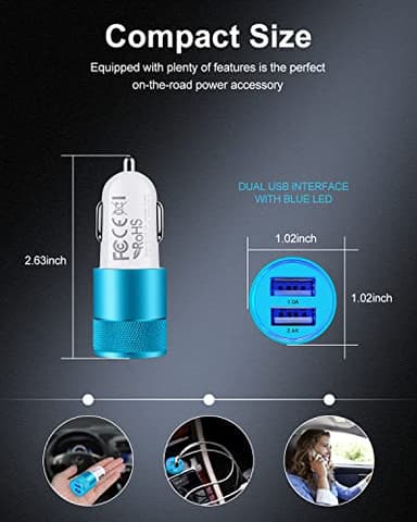 Cigarette Lighter Adapter, USB Car Charger, 3.4a Fast Charging Dual-Port Cargador de Carro for iPhone 17 16 15 14 13 12 SE 11Pro Max X XR XS Max Plus, Samsung Galaxy S25 S24 S23 S22 S21 S20 A17 A16 - Image 4