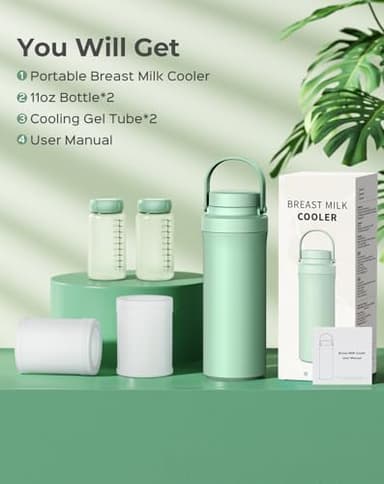 Xaproo 22oz Breast Milk Cooler Bottle, Portable Milk Cooler for Breastmilk with 360° Total Cooling for 24 Hours, Breastmilk Chiller with 2pcs Baby Bottles, Breastfeeding Essentials for Baby, BPA-Free - Image 9