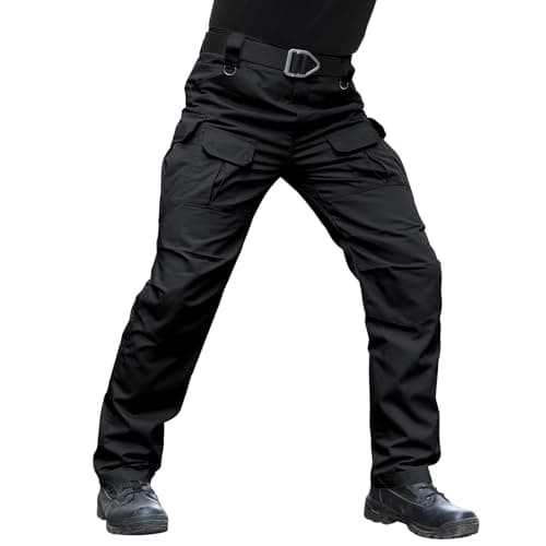 Hiwise Men's Stretch Tactical Pants Water Resistant Ripstop Cargo Pants Outdoor Lightweight EDC Work Hiking Pants (Black, 34WX32L) - Image 1