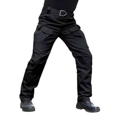 Hiwise Men's Stretch Tactical Pants Water Resistant Ripstop Cargo Pants Outdoor Lightweight EDC Work Hiking Pants (Black, 34WX32L) - Image 1