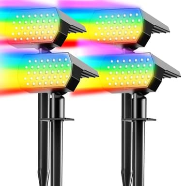 Ugecl Solar Spot Lights Outdoor, [4 Pack/7 Colors/37 LED] 2-in-1 Solar Landscape Spotlights, IP65 Waterproof Auto On/Off Solar Powered Security Lights for Yard Garden Pathway Walkway - Image 1