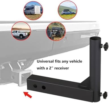 Universal Trailer Hitch Mount Flag Pole Holder,for Any Vehicle with 2" Hitch Receiver,Black - Image 5
