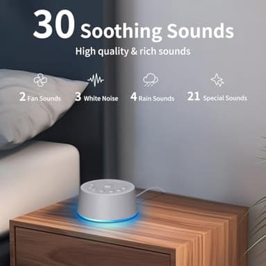 SoundLegend Sleep White Noise Sound Machines 32-Level Volume 30 Sounds 12 Colors Light 5 Timers Adjustable Light Brightness Compact for Everyone Travel Gift Memory Function - Image 2