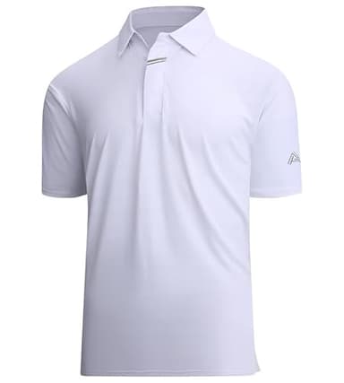 Damipow Mens Golf Shirts Dry Fit Polo Shirts Moisture Wicking Short Sleeve Polo Shirt,White,2XL - Image 1