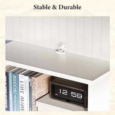 oneinmil 71.5" Tall Bookshelf and Bookcase, 6-Tier Wooden Bookshelves with Cabinet Doors, Floor Bookshelves and Office Storage Cabinets for Home Office, Living Room (White 1 Pack, 6-Tier) - Image 8