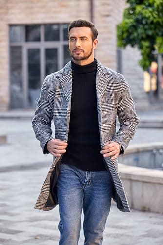 COOFANDY Men's Ribbed Slim Fit Knitted Pullover Turtleneck Sweater, Black, Medium - Image 7