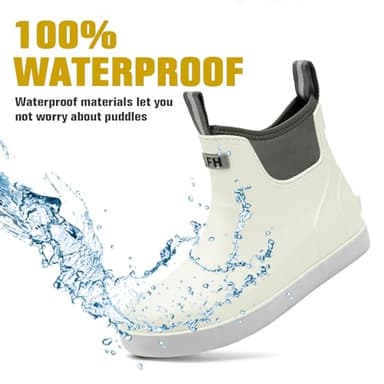 CKWLXQY Men's Deck Boots, Waterproof Ankle Rain Boots Men Anti-Slip Traction, Outdoor Rubber Fishing Garden Boots High-Performance Shoes for Farming - Image 3