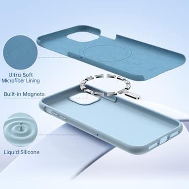 Olialia for iPhone 11 Pro Case Silicone, Compatibilty with MagSafe [Soft Microfiber Lining] Shockproof Protective Slim Phone Cover 5.85 Inch, Blue - Image 3