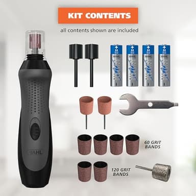 Wahl Grind & Smooth 2 Speed Battery Dog Nail Grinder with Concave Rounding Tip and Nail Guard for Increased Safety and Precise Nail Grinding - Model 3026333 - Image 8