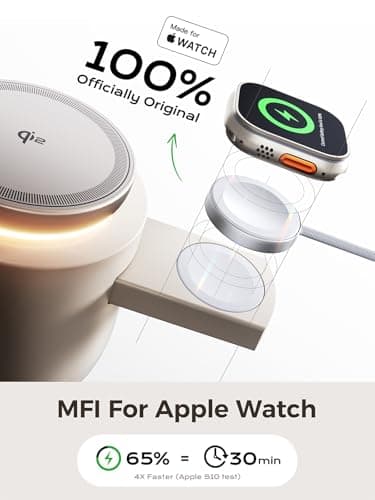 MFI Certified by Apple, 4 in 1 Magsafe Wireless Charging Station, Qi2 15W Magsafe Charger for iPhone 17/16/15/14/13/12 Series, iWatch, Airpods, iPad, 65W Charger Included - Image 3