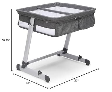 Simmons Kids By The Bed City Sleeper Bassinet for Twins - Adjustable Height Portable Crib with Wheels & Airflow Mesh, Grey Tweed - Image 9