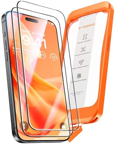 TORRAS Screen Protector for iPhone 2023 Diamond Shield Shatterproof Full Coverage, 6.7 inch, 2 Pack - Image 1