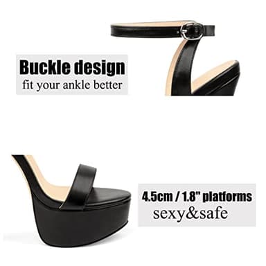 MERUMOTE Women's Platform Heels Sky High Heel Sandals Party Bridal Evening Shoes Black US8.5 - Image 2