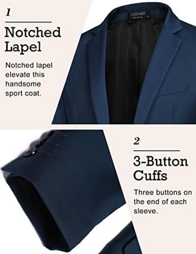 COOFANDY Mens One Button Sport Coat Regular Fit Casual Blazer Jacket Formal Dress Jacket Blazer (Blue M) - Image 4