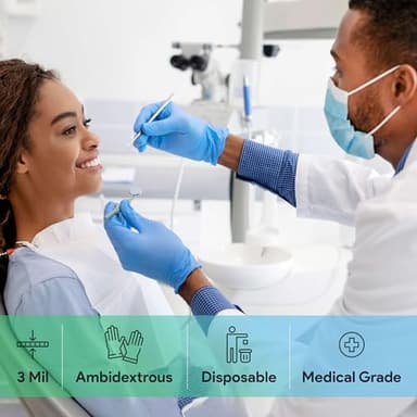 Medical Exam Blue Nitrile Gloves Large 1000 Count - 3 Mil Powder and Latex Free Disposable Gloves - Case of 10 Boxes of 100 - Image 3