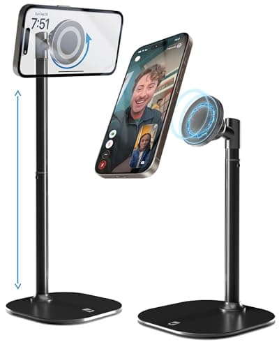COOPER MagStand - Adjustable Magnetic iPhone Stand for Desk & Phone Holder for Video Recording, Compatible with MagSafe, Stand for iPhone 17 Pro Max, 16/15/14/13/12, Small Mag Safe Tripod (Black) - Image 1