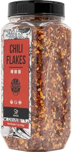 Soeos Chili Flakes, 7oz (198g), Medium Hot, Dried and Crushed Red Chili Pepper Flakes, Premium Chili Powder for Pizza, Chowder, Seafood, and Pasta - Image 1