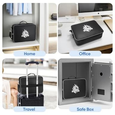 BALEINE Fireproof Document Box with Lock, Portable Fireproof Document Bag Waterproof Fire Proof File Boxes for Documents, File Organizer Box for Important Paperwork (Black, 15''x11''x4'') - Image 9