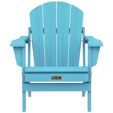 SERWALL Foldable Adirondack Chair Set of 4 for Patio Garden Outdoors- Aruba Blue - Image 6
