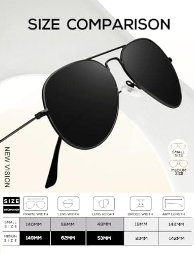 KALIYADI Classic Aviator Sunglasses for Men Women Driving Sun glasses Polarized Lens UV Blocking (3 Pack) 58mm - Image 5