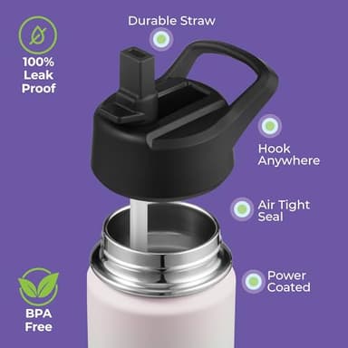 SIPX™ Insulated Kids Water Bottles 12oz. With Straw Lid, BPA-Free Reusable Insulated Toddler Water Bottle Keeps Cold 24 Hours, Metal Water Bottle Kids Made Of Sustainable Material (Gradient Mint Pink) - Image 5