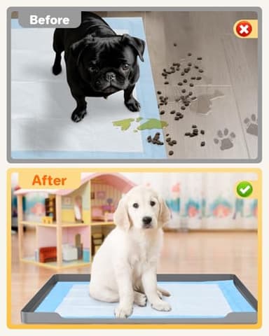 Pee Pad Holder for Dogs, 27"X27" Non-Slip Silicone Puppy Pad Holder with 1-Inch Raised Edge, Floor Protection for Indoor Use, Fits Most Training Pads, Easy to Clean, Grey - Image 3