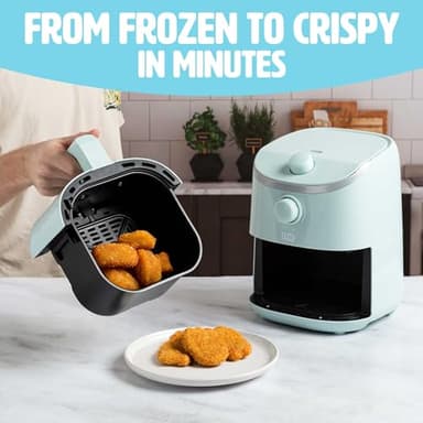 Tasty Personal Air Fryer, Healthier Meals in Minutes, Adjustable Temp Control up to 400°F, Easy-to-Use Design, Nonstick Basket and Tray Made without PFAS, PFOA, PFOS & PTFE, 900 Watts, 2-Quart, Aqua - Image 2