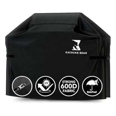Black Grill Cover,Heavy Duty BBQ Grill Cover for Outdoor Grill, 58 Inch – Waterproof, Rip-Proof, UV & Fade Resistant with Adjustable Straps Gas Weber, Genesis, Charbroiland More Grills (600D-53) - Image 1
