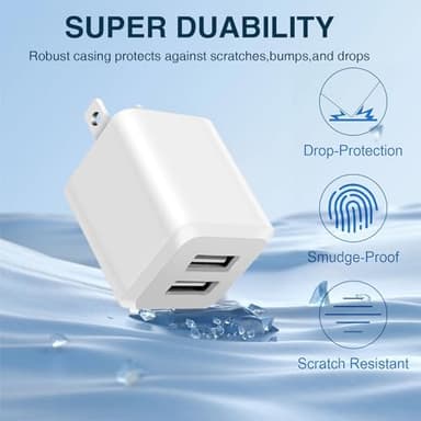 3- Pack, USB Wall Charger, Dual Port USB Cube Power Adapter Charger Plug Block Charging Box, Dual Port Wall Fast Charging Adapter, Compatible for i Phone 15 14 13 12 11 - Image 3