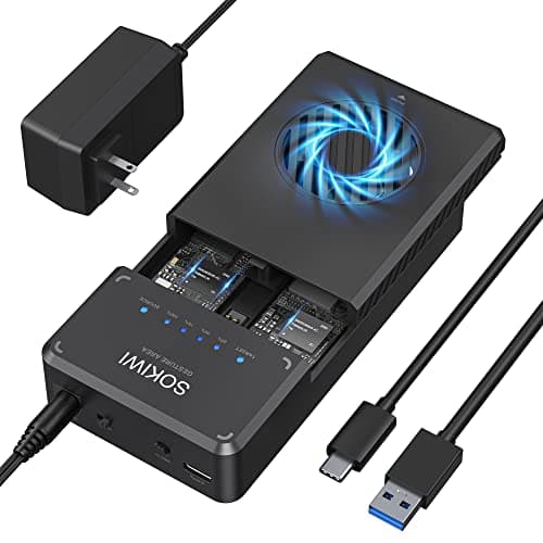 NVMe M.2 Duplicator Dual-Bay Offline Clone Tool-Free, Sokiwi 10Gbps NVMe Docking Station with Cooling Fan,NVMe M.2 SSD Enclosure for NVMe PCIe Size 2230/2242/2260/2280(up to 8TB) - Image 1