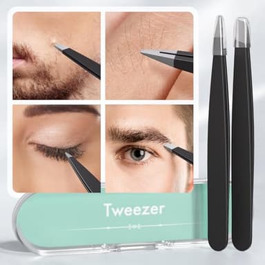 EZ2LIVE Tweezers for Women Facial Hair, Slant & Point Tip 2 Pack Eyebrow Tweezers for Men, Professional Tweezer Set Stainless Steel Precision Tweezers for Eyebrows, Splinter, Ingrown Hair Removal - Image 6