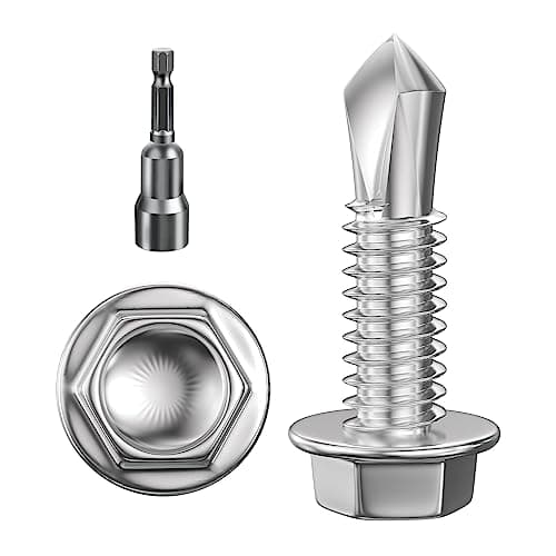 Wensilon (300Pcs) #8×3/4" Hex Washer Head Self Drilling Screws, 410 Stainless Steel Metal SheetScrews，TEK Screws, Sheet Metal Self Tapping Screws - Image 1